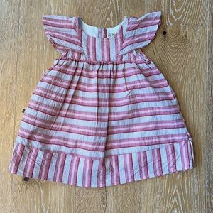 EUC gorgeous 3t party dress in pink, rose, and dark cream stripe
